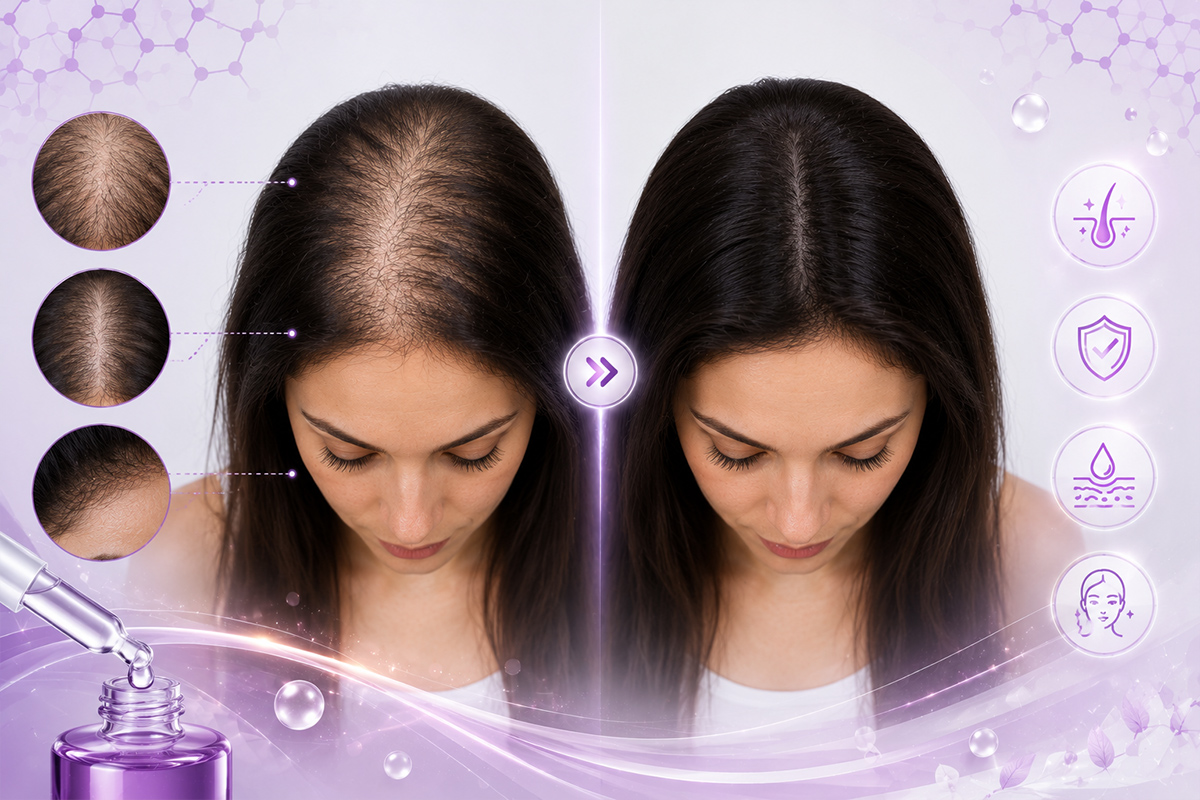 Hairline-F Solution hair growth serum for hair loss control and hair regrowth treatment on scalp