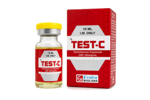 Test C (Testosterone Cypionate) Injection 250mg/mL vial and box for testosterone replacement therapy