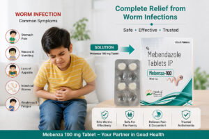 Mebenza 100 mg Tablet: Uses, Dosage, Benefits, Side Effects & Safety Guide 1 Mebenza 100 mg Tablet shown as a treatment option for intestinal worm infection symptoms