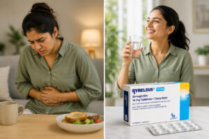 Rybelsus 14 mg: Uses, Benefits, Dosage, Side Effects & Safety Guide 1 Rybelsus 14 mg Semaglutide tablet box displayed on a table in a natural indoor setting