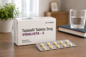 Vidalista 5 mg: Uses, Benefits, Dosage, Side Effects & Safety Guide 1 Vidalista 5 mg tablets and blister pack displayed on a wooden table